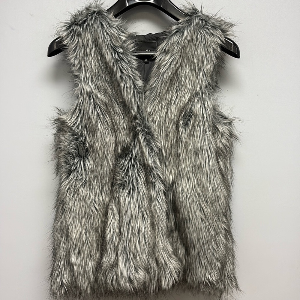 Sam Edelman Faux Fur Hooded Vest Size Medium